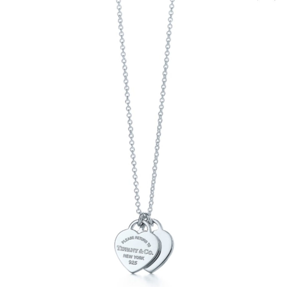 Tiffany double heart tag necklace